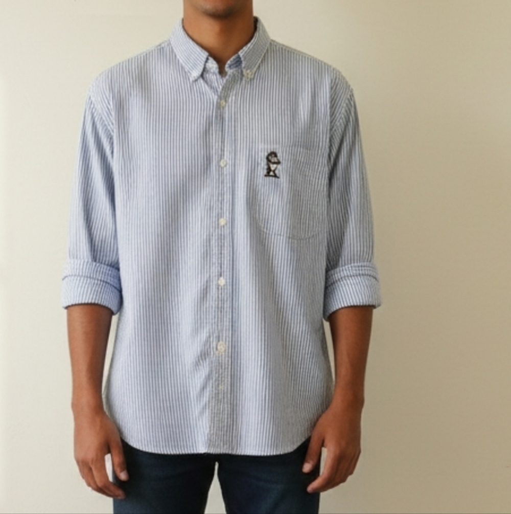 Vtg Warner Bros. Studio Store Looney Tunes Striped Button Down Shirt Men's Sz M